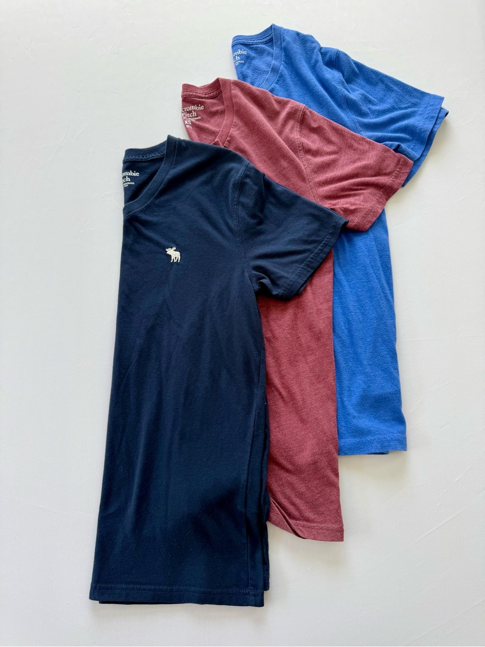 Abercrombie & Fitch Men's V-Neck Tees - Navy, Burgundy, Royal Blue